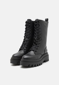 Calvin Klein Jeans FLATFORM LACE UP BOOT - Snørestøvler - triple black