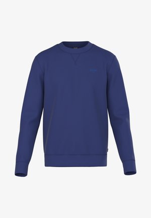 Marineblaue Sweatshirt mit langen Ärmeln und Rundhalsausschnitt, minimalistisches Design und kleinem "JOOP!"-Logo auf der linken Brust.