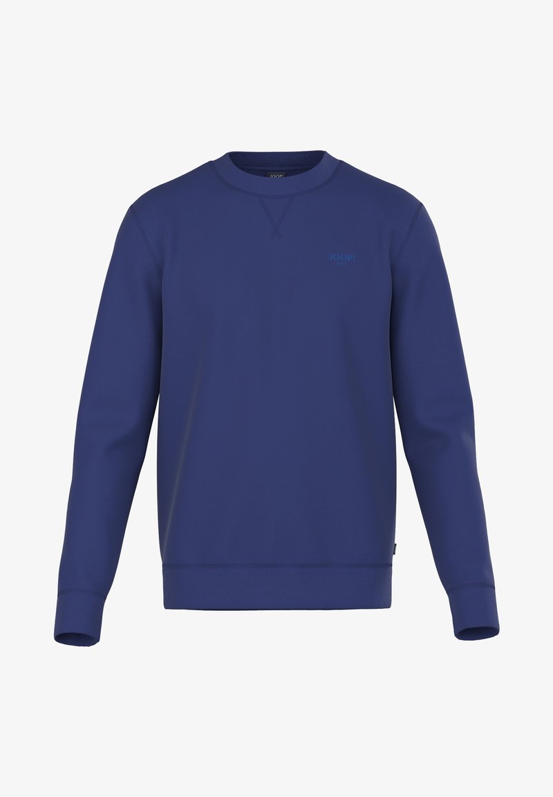 Granatowy, długorękawowy sweatshirt z okrągłym dekoltem, o minimalistycznym wzornictwie i małym logo "JOOP!" na lewej piersi.