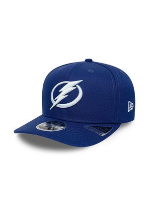 Blue baseball cap with a white lightning bolt logo on the front and a New Era logo on the side.