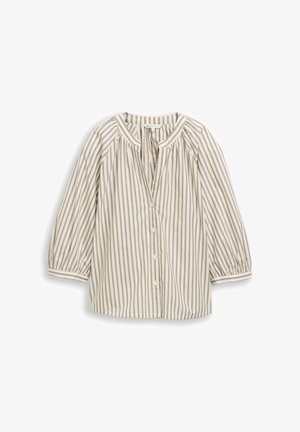 TOM TAILOR, POPLIN VOLUME SLEEVE BLOUSE - Camicetta - off white brown beige stripe