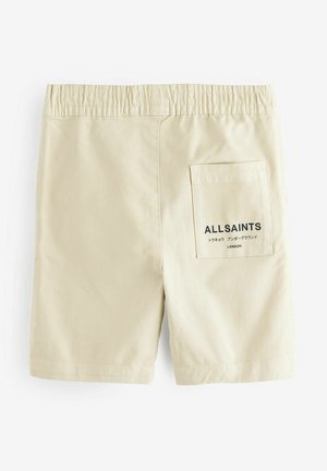 Bež kratke hlače s elastičnim pojasom. Imaju stražnji džep s "ALLSAINTS" logotipom. Glatka, lagana tkanina i ravni kroj.