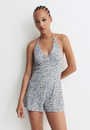 SHORT TEXTURED FLORAL - Tuta jumpsuit - blue