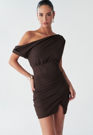 RHODIA - Pouzdrové šaty - chocolate