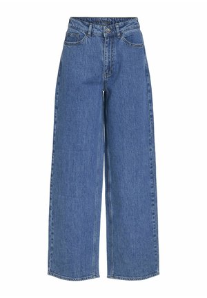 Vida jeans i blått med hög midja, tillverkade av denimtyg. Funktioner inkluderar framfickor och knäppning med knapp. Klassisk avslappnad design.