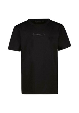 Zwarte katoenen T-shirt met korte mouwen en een ronde hals. Heeft een subtiel "Authentic Cars Jeans" logo gedrukt aan de voorkant.