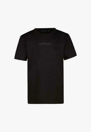 Zwarte katoenen T-shirt met korte mouwen en een ronde hals. Heeft een subtiel "Authentic Cars Jeans" logo gedrukt aan de voorkant.