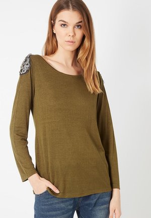 CON PEDRERÍA EN LOS HOMBROS - Camiseta de manga larga - verde kaki