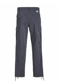 Mørkegrå cargo bukser med en afslappet pasform, der har sidelommer og baglommer, elastiske manchetter og slidstærkt bomuldsstof.