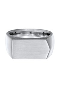 Borstad silverring med rektangulär design, med platta kanter och en något rundad insida. Slät yta med en modern finish.