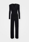V NECK SHIRRED WAIST SHOULDER PADS - Tuta jumpsuit - black