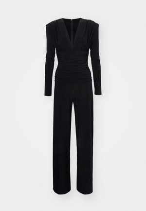 Norma Kamali V NECK SHIRRED WAIST SHOULDER PADS - Jumpsuit - black