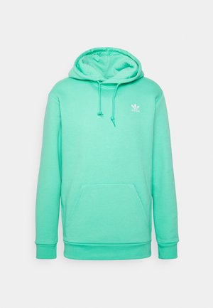 Mintgroene hoodie met capuchon, een kangoeroezak, verstelbare trekkoordjes en een klein wit logo op de borst. Gemaakt van een zachte katoenmix.