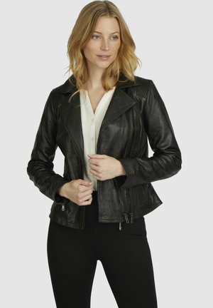 bugatti Leather jacket - schwarz