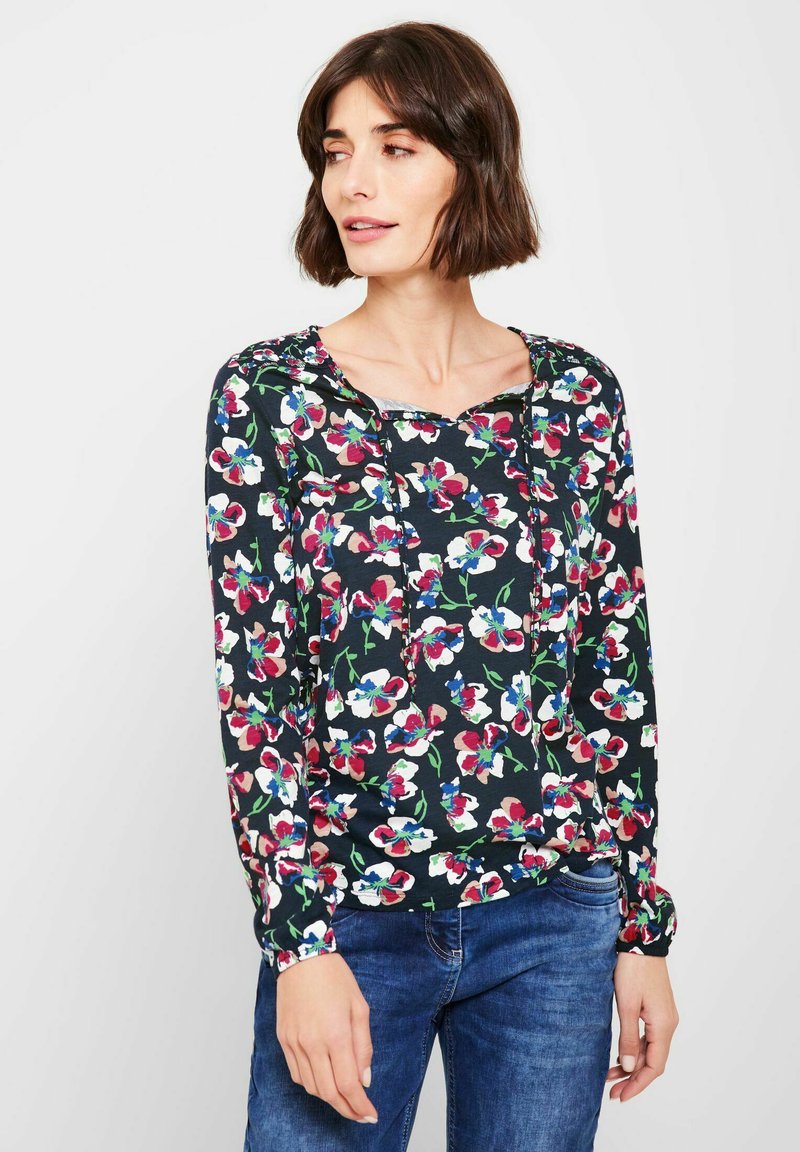 Cecil MIT BLUMENMUSTER - Langarmshirt - blau