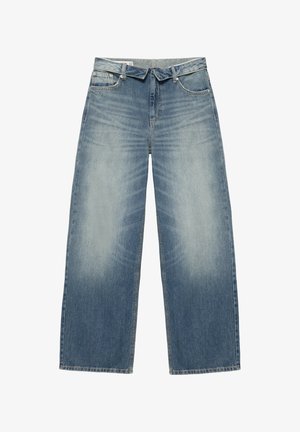 PULL&BEAR, RELAXED FIT HIGH-WAIST WITH TURN-UP WAIST - BAGGY JEANS - Baggy jeans - blue