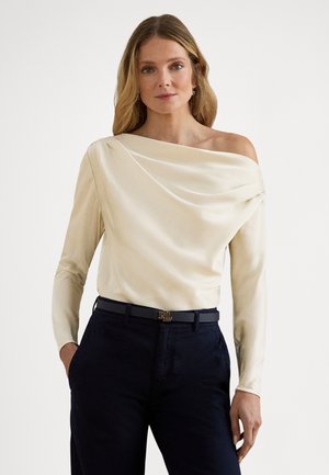 SATIN CHARMEUSE OFF-THE-SHOULDER BLOUSE - Bluse - mascarpone cream