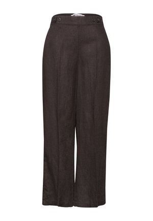 HIGH WAIST WIDE LEG HOSE AUS LEINEN - Pantalon classique - espresso brown