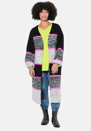 LANG STREIFEN OFFENE FORM - Cardigan - charcoal gray melange