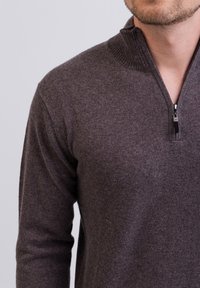 CASH-MERE STEHKRAGEN  - Strickjacke - taupe melange