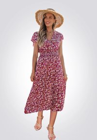 Cupshe DITSY SMOCKED WAIST  - Jurk - red