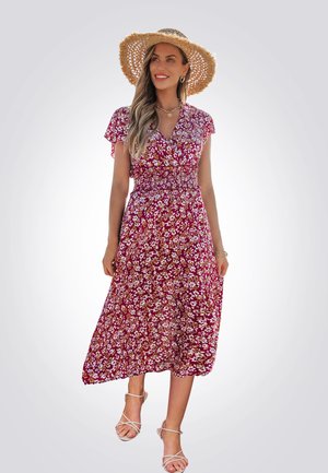 Cupshe DITSY SMOCKED WAIST - Vestito casual - red