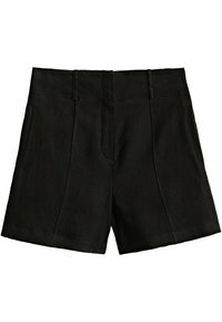 Shorts noirs en lin au design soigné, dotés d'une taille légèrement structurée et de deux poches latérales pour plus de fonctionnalité.