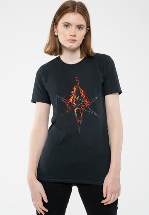 Paradiso Clothing BRING ME THE HORIZON FLAMING HEX - Print T-shirt - black