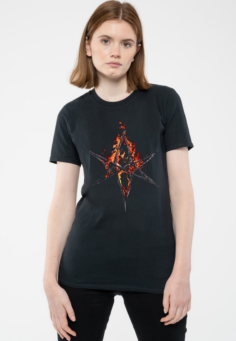 Paradiso Clothing BRING ME THE HORIZON FLAMING HEX - Print T-shirt - black