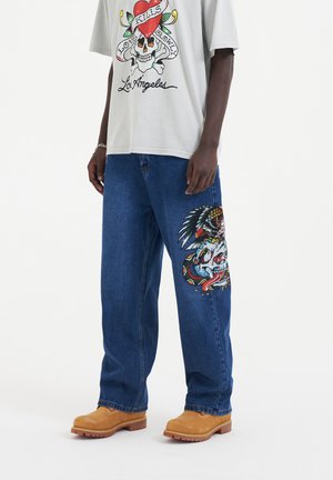 SKULL-SNAKE-EAGLE DIAMANTE   - Relaxed fit jeans - indigo