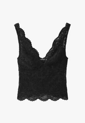 Stradivarius, WIDE-STRAP LACE TOP - Blouse - black