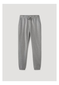 Grijze sweatpants van zacht materiaal, met een elastische tailleband met trekkoord, zijzakken en geribbelde boorden.