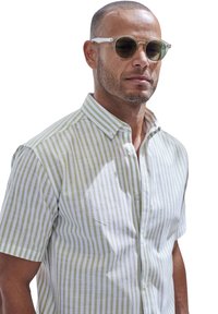 john devin Hemd - hellgrün gestreift