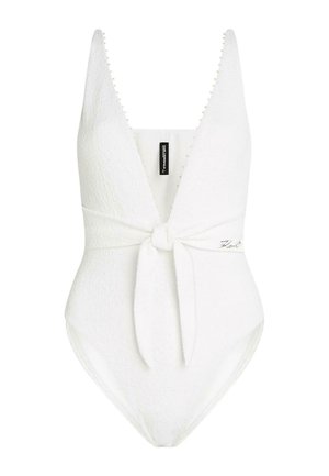 KARL LAGERFELD, TEXTURED LOW-CUT - Traje de baño - cannoli cream