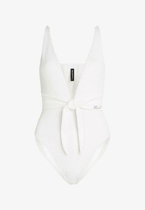 KARL LAGERFELD, TEXTURED LOW-CUT - Traje de baño - cannoli cream