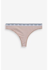 String en tissu doux, avec des rayures rose clair et blanches, orné d'une bande logo marine à la taille.