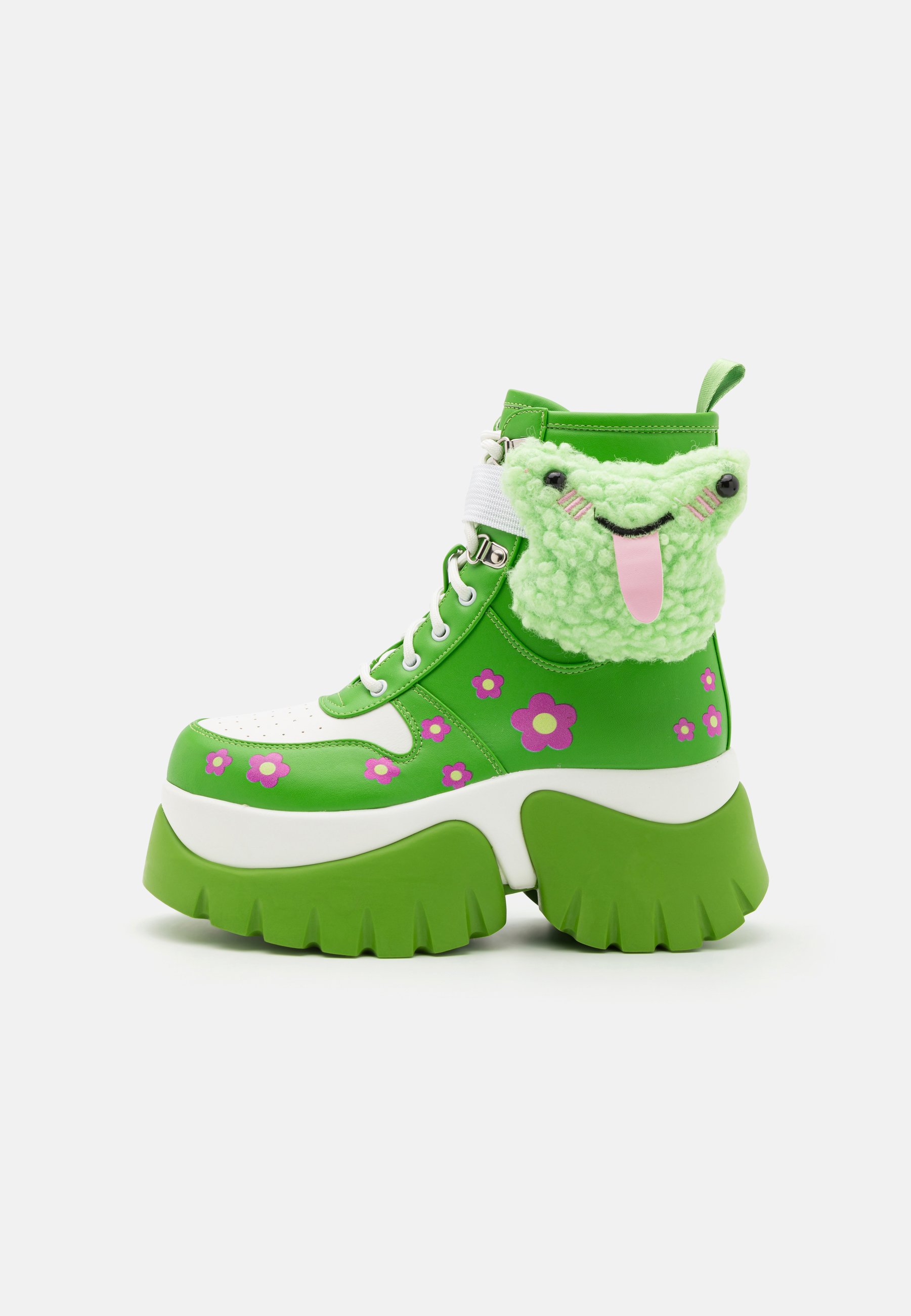 Koi Footwear MY TONGUE IS STICKY CHUNKY FROG BOOTS  