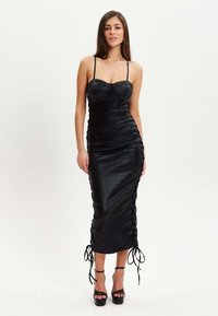 Liquorish FOIL EYELET  - Shift dress - black