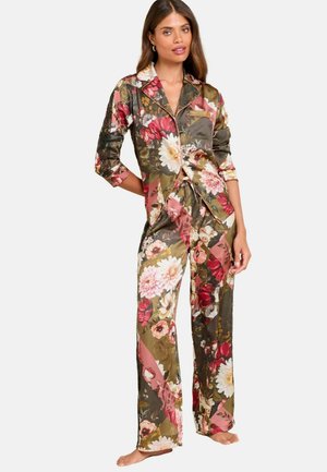 REGULAR FIT - LONG SLEEVE SET WITH DETAILS - Pyžamová súprava - green floral