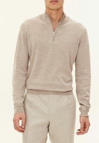 Oscar Jacobson MARLON HALF ZIP - Trui - baked beige
