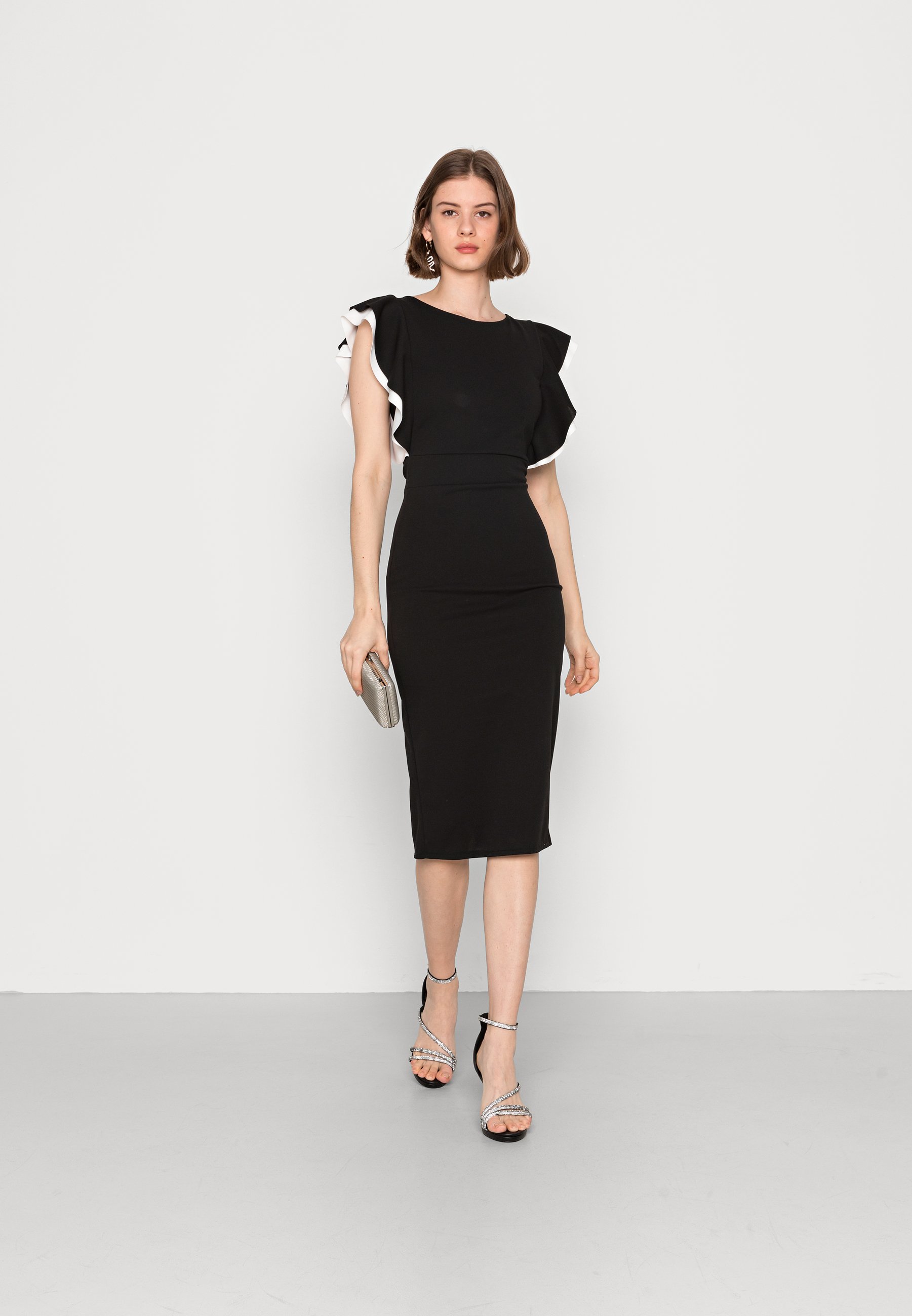WAL G. KELLY RUFFLE SLEEVE MIDI DRESS 