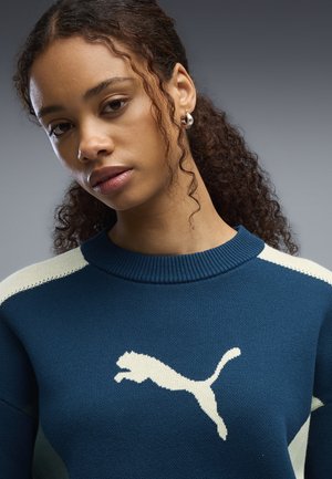 Puma, T7 RELAXED KNIT SWEATER UNISEX - Pullover - midnight petrol-herb garden