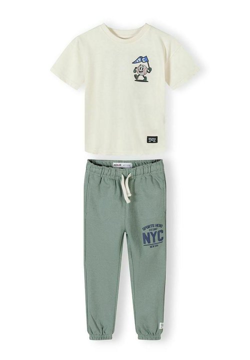 MINOTI SET WITH GRAPHIC JOGGERS - Pantaloni de trening - cream light green
