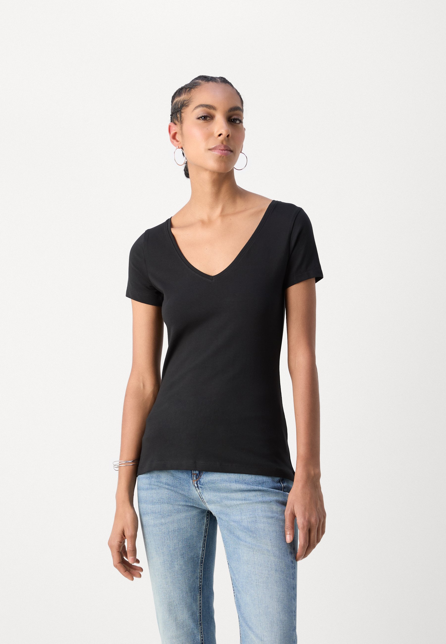 売れ筋商品|||アンナフィールド Tシャツ レディース トップス 2 PACK - Basic T-shirt - black Anna Field by Zalando 2 PACK - T-shirts - black/svart