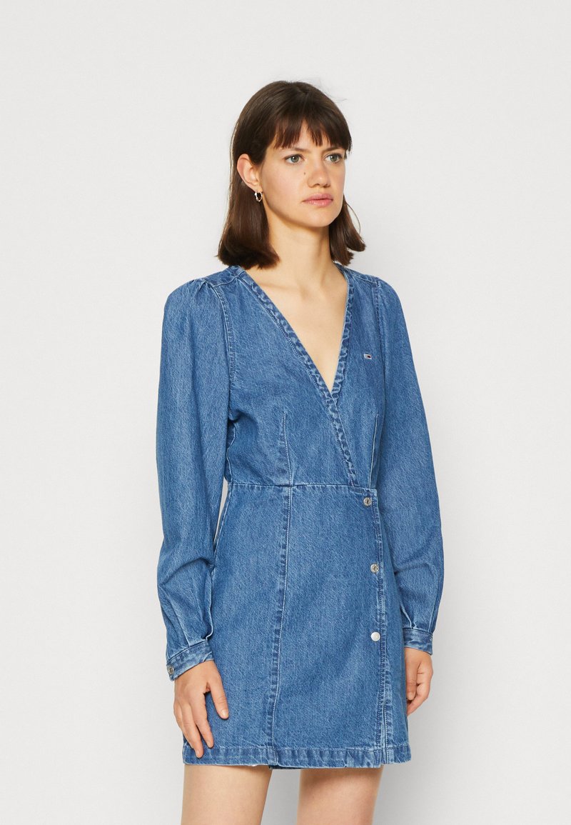 Tommy Jeans WRAP DRESS Denim dress denim medium/blue denim