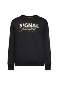 Sort sweatshirt lavet af blødt stof med et stort hvidt print "SIGNAL journey" og "since 1967" på fronten. Klassisk crew neck design.