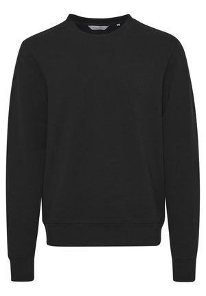 Sort sweatshirt med lange ærmer, rund halsudskæring, ribbede manchetter og kant. Fremstillet af glat stof med minimal syning.