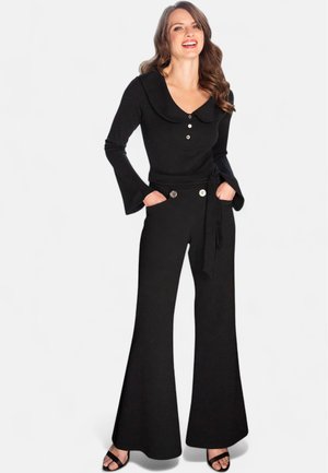 BELL-BOTTOM WITH COLLAR DETAIL - Overal - black