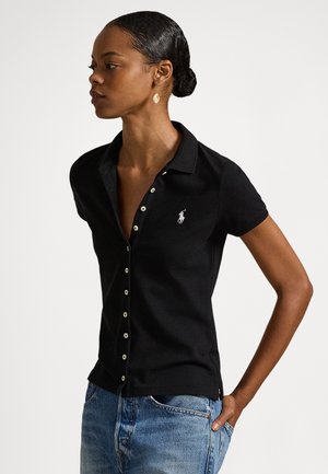 BUTTONED PLACKET POLO SHIRT - Chemisier - black