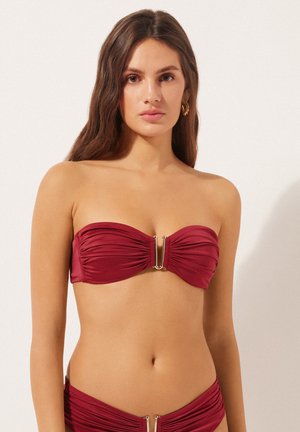 Calzedonia, SHINY SATIN BANDEAU - Haut de bikini - red